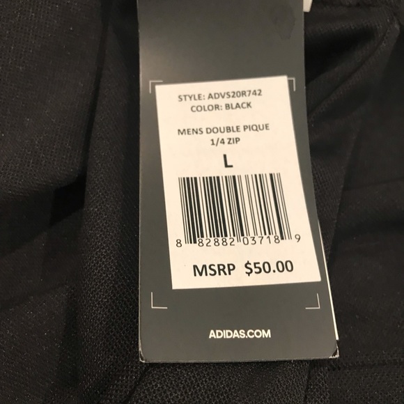 Adidas Double Pique Pullover Mens Size L 1/4 Zip Made in Egypt New with Tags - Picture 3 of 7